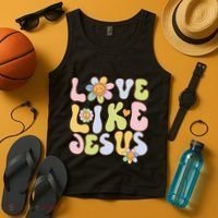 Groovy Love Like Jesus Religious God Christian Tank Top thumb 4