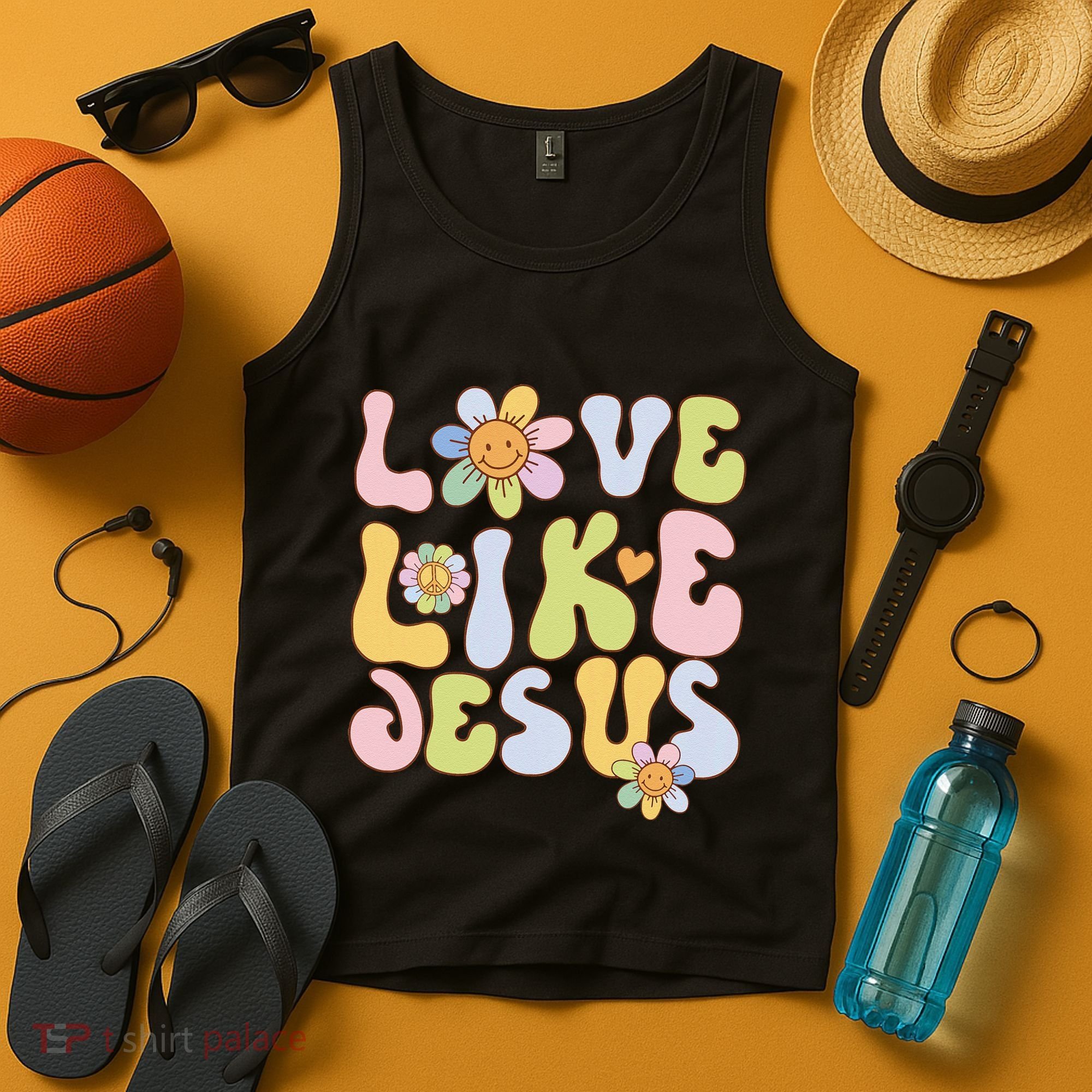 Groovy Love Like Jesus Religious God Christian Tank Top