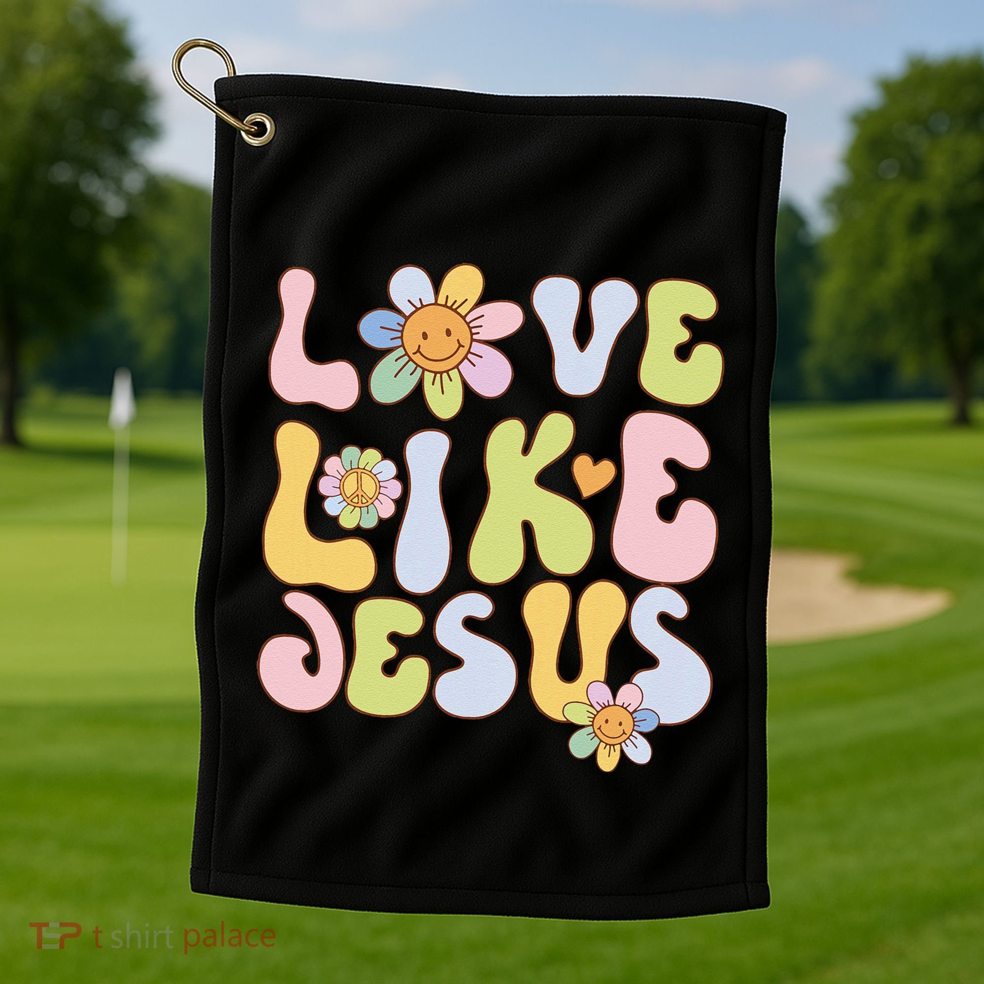 Groovy Love Like Jesus Religious God Christian Golf Towel