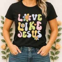 Groovy Love Like Jesus Religious God Christian Women's T-Shirt thumb 2
