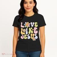 Groovy Love Like Jesus Religious God Christian Women's T-Shirt thumb 4