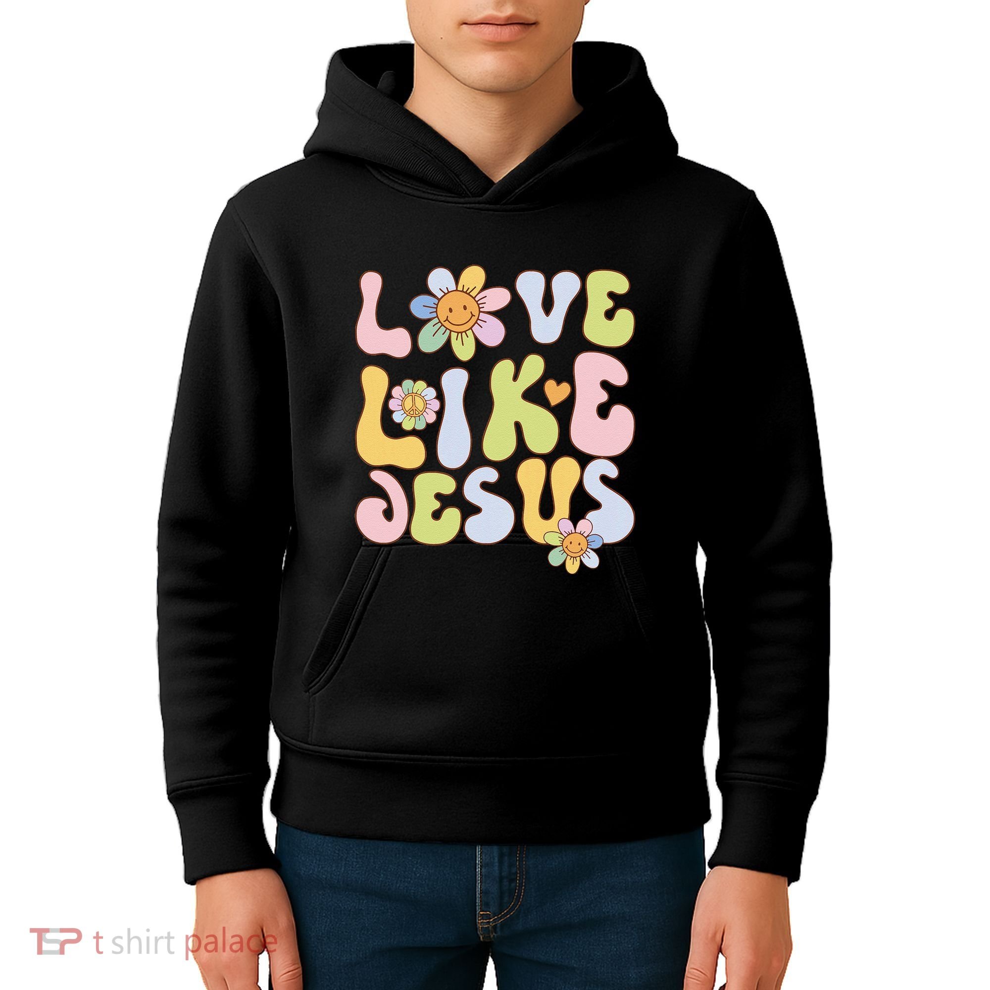 Groovy Love Like Jesus Religious God Christian Kids Hoodie