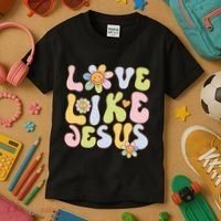 Groovy Love Like Jesus Religious God Christian Kids T-Shirt thumb 3