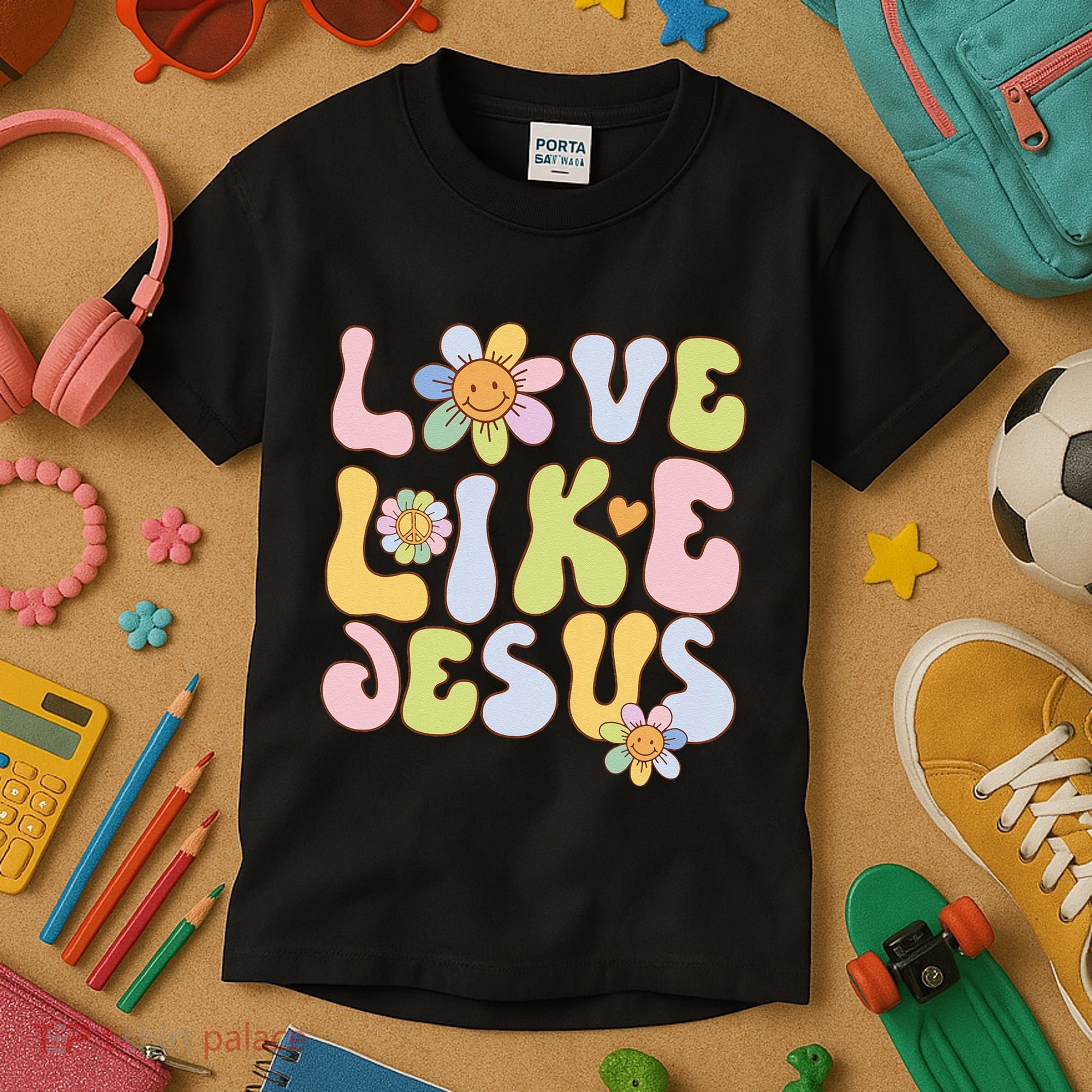 Groovy Love Like Jesus Religious God Christian Kids T-Shirt