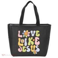 Groovy Love Like Jesus Religious God Christian Tote Bag thumb 0