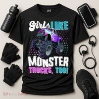 Girls Like Monster Trucks Too! Cooling Performance Crew T-Shirt thumb 3