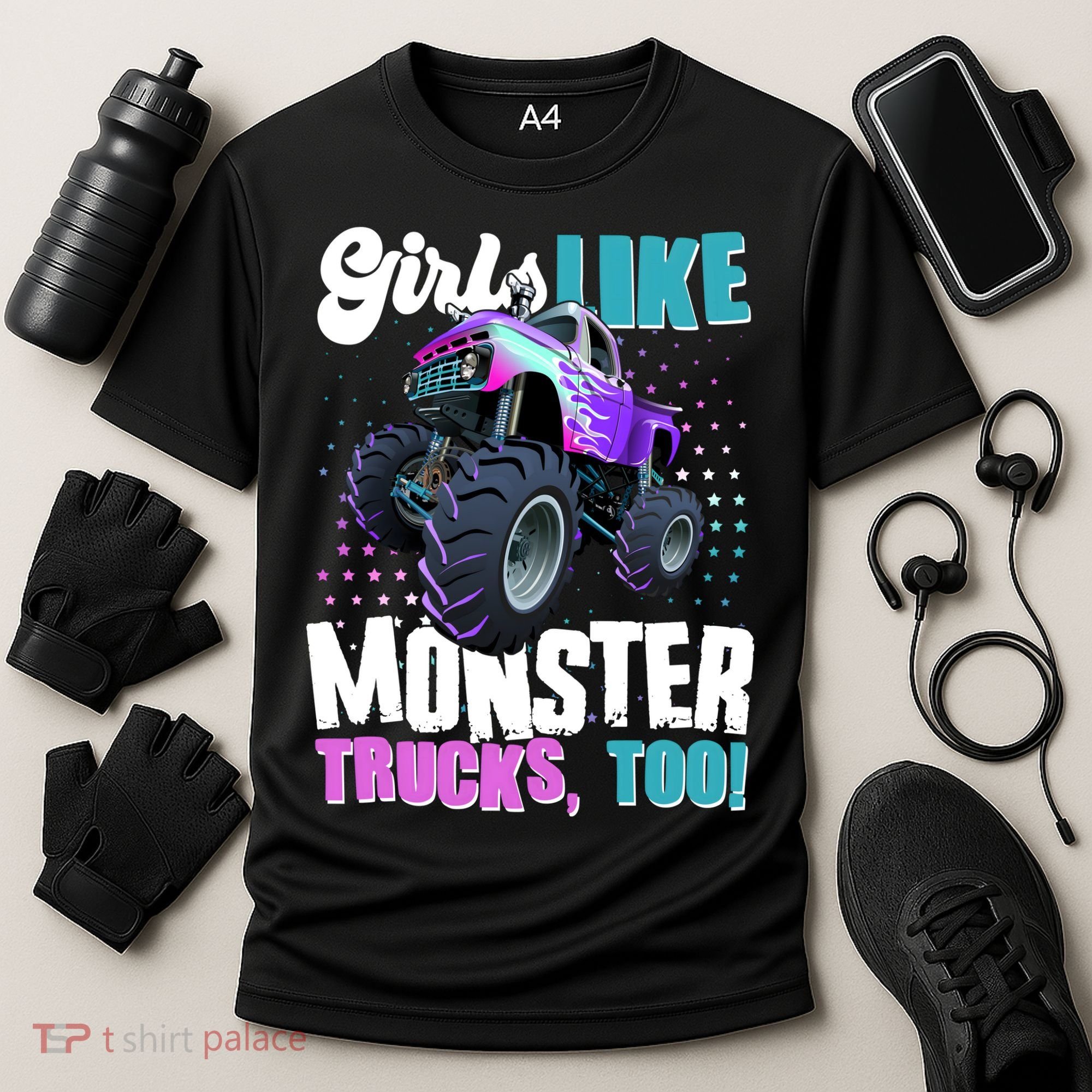 Girls Like Monster Trucks Too! Cooling Performance Crew T-Shirt
