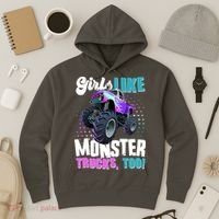 Girls Like Monster Trucks Too! Hoodie thumb 3