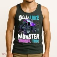 Girls Like Monster Trucks Too! Tank Top thumb 3