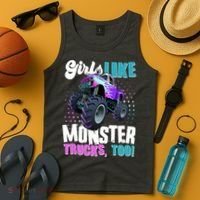 Girls Like Monster Trucks Too! Tank Top thumb 4