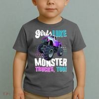 Girls Like Monster Trucks Too! Toddler T-Shirt thumb 2