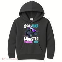Girls Like Monster Trucks Too! Kids Hoodie thumb 0