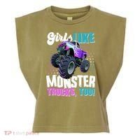 Girls Like Monster Trucks Too! Garment-Dyed Women's Muscle Tee thumb 0