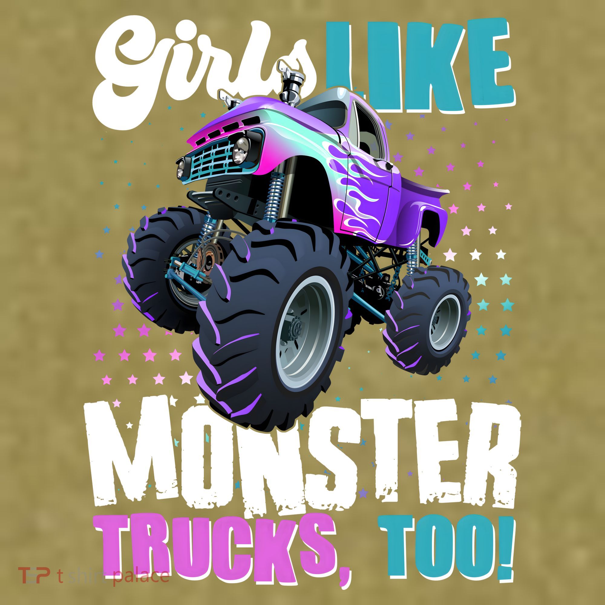 Girls Like Monster Trucks Too! Garment-Dyed Women's Muscle Tee