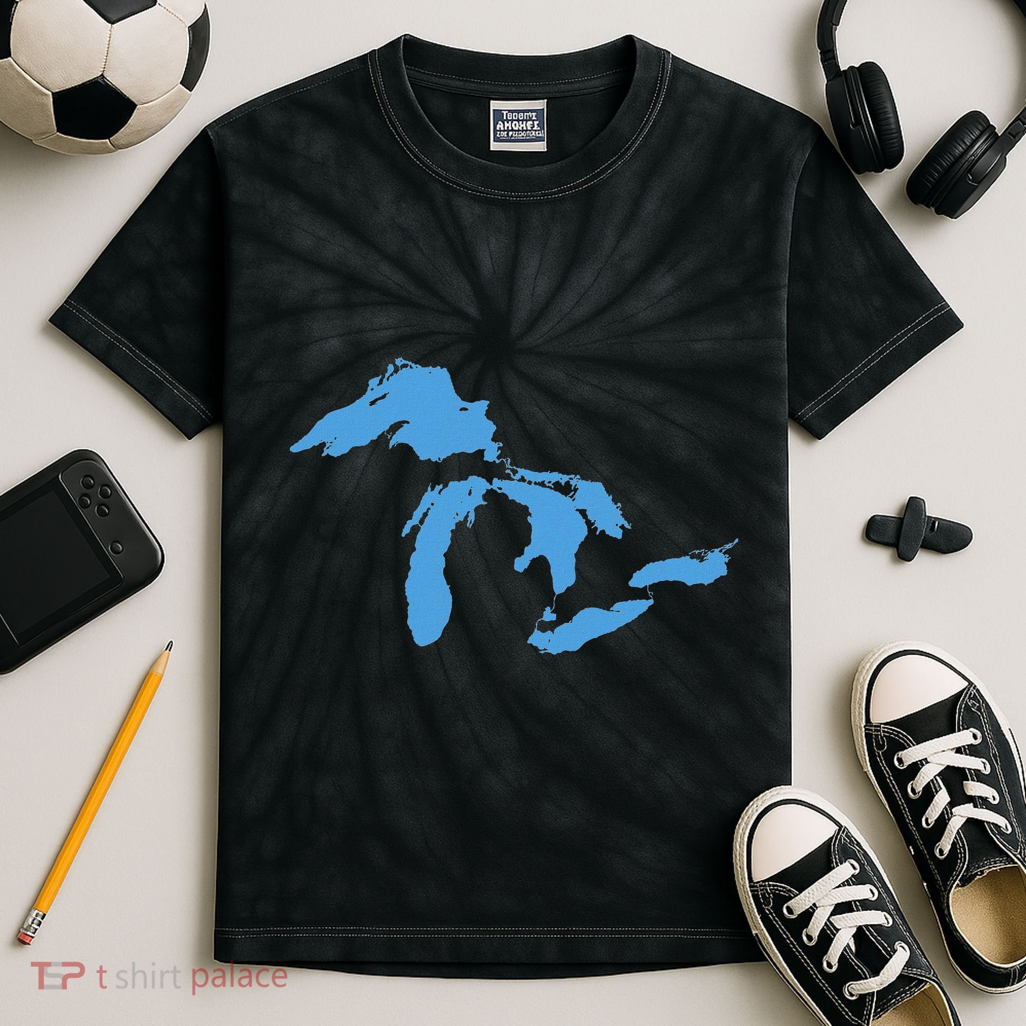 Great Lakes Michigan Kids Tie-Dye T-Shirt
