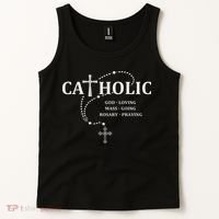 God Loving Mass Going Rosary Praying Catholic Tank Top thumb 2