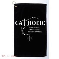 God Loving Mass Going Rosary Praying Catholic Golf Towel thumb 0