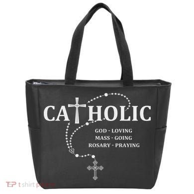 God Loving Mass Going Rosary Praying Catholic Tote Bag