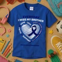 Gifts Loving Memory Gift Brother Colon Cancer Awareness Gift Kids T-Shirt thumb 3
