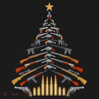 Gun Lovers Military Veteran Holiday Guns Christmas Tree Women's Hoodie thumb 2
