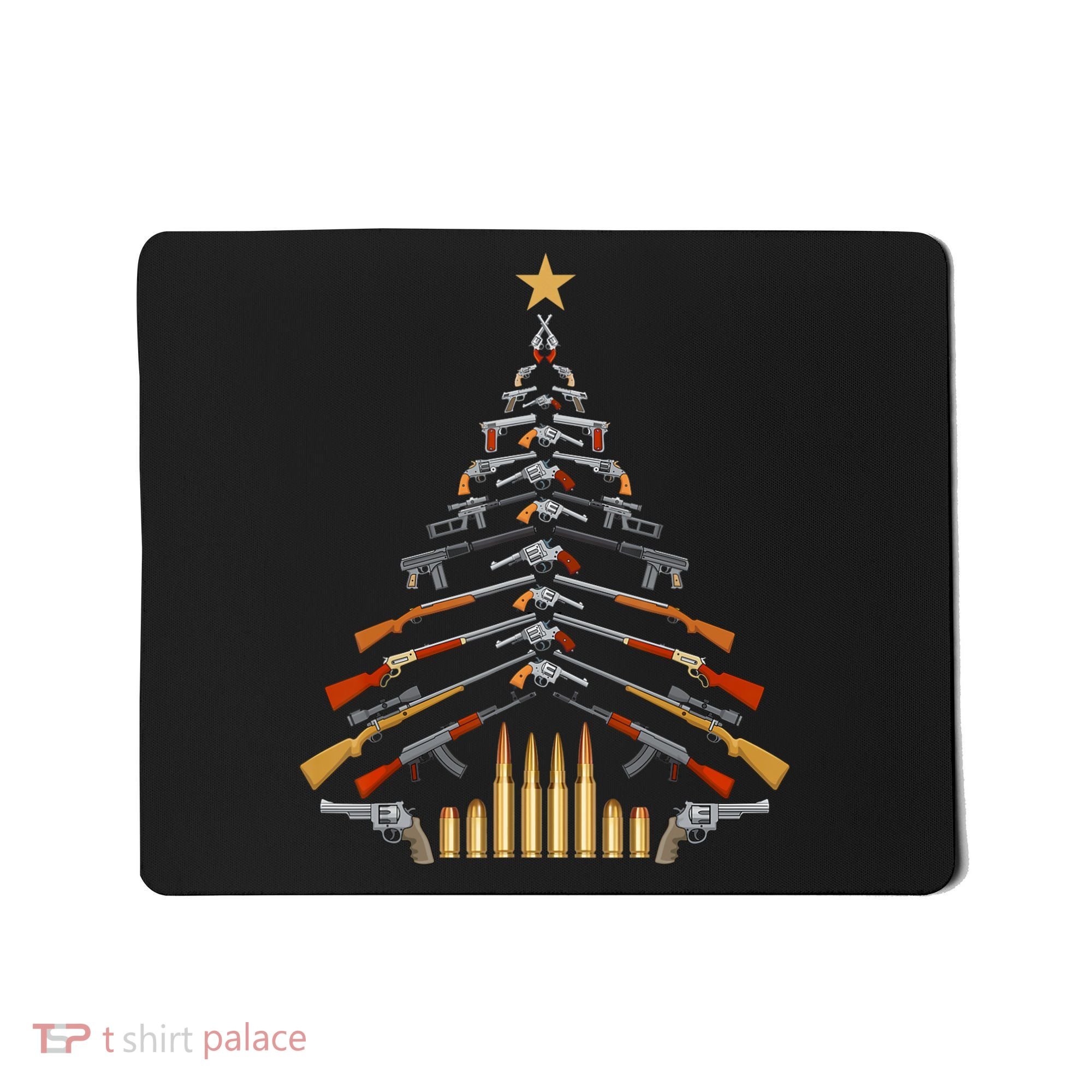 Gun Lovers Military Veteran Holiday Guns Christmas Tree Mousepad