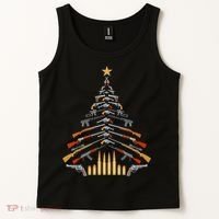 Gun Lovers Military Veteran Holiday Guns Christmas Tree Tank Top thumb 2