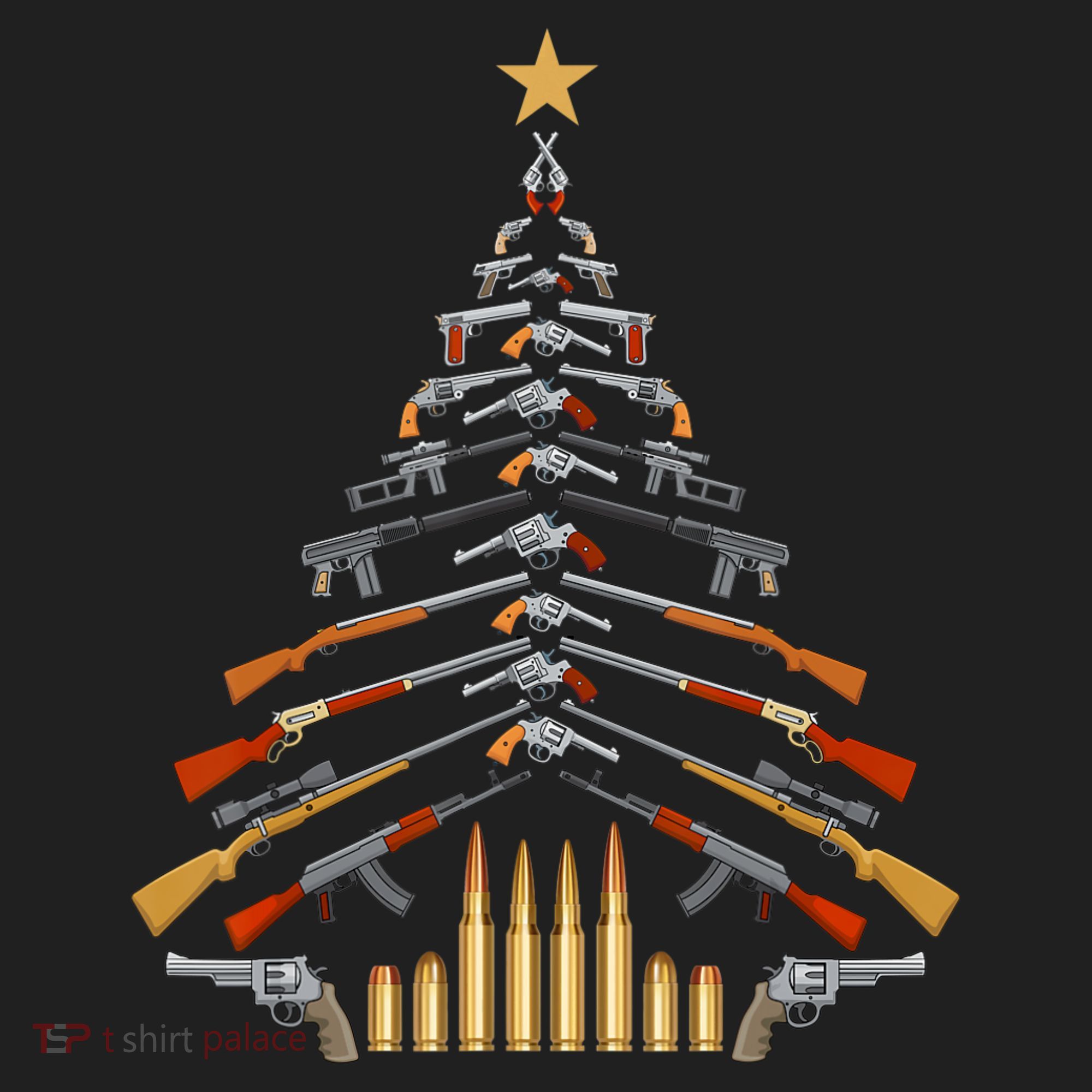 Gun Lovers Military Veteran Holiday Guns Christmas Tree Golf Towel