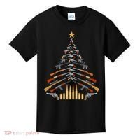 Gun Lovers Military Veteran Holiday Guns Christmas Tree Kids T-Shirt thumb 0