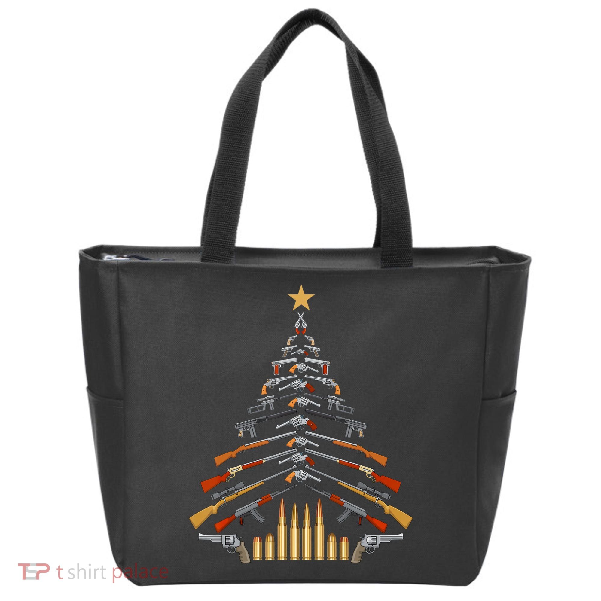Gun Lovers Military Veteran Holiday Guns Christmas Tree Tote Bag