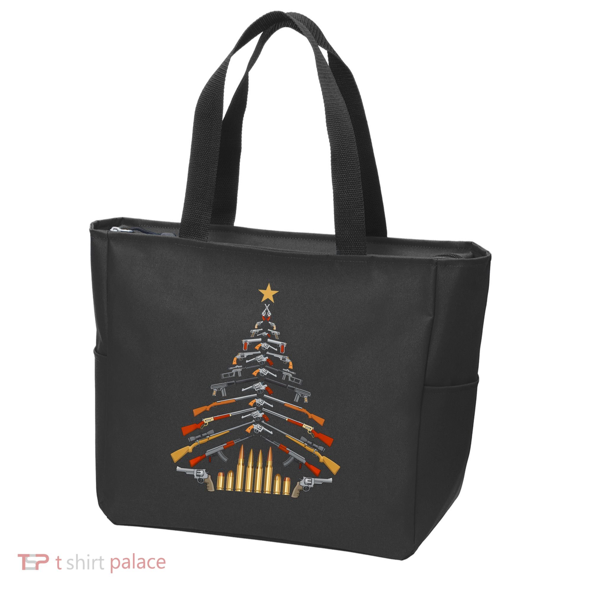 Gun Lovers Military Veteran Holiday Guns Christmas Tree Tote Bag