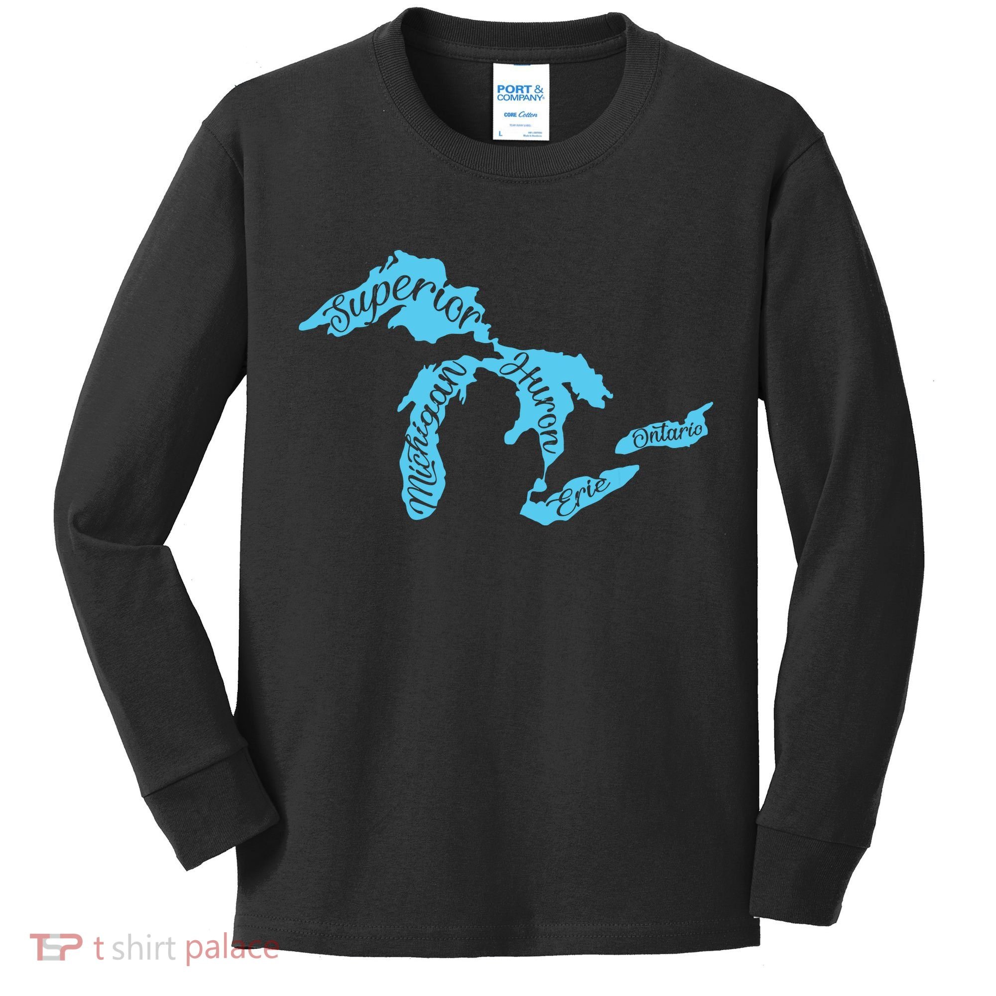 Great Lakes Michigan Detroit Michigan Great Lakes Kids Long Sleeve Shirt