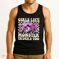 Girls Like Monster Trucks Too Tank Top thumb 3