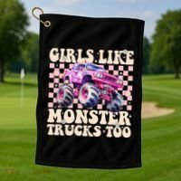Girls Like Monster Trucks Too Golf Towel thumb 1