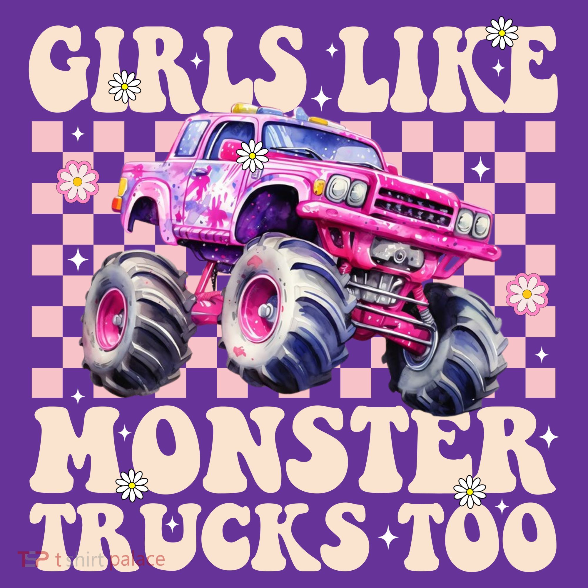 Girls Like Monster Trucks Too Baby Bodysuit
