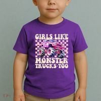 Girls Like Monster Trucks Too Toddler T-Shirt thumb 2