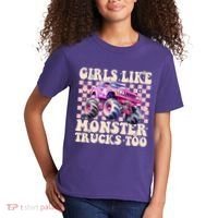 Girls Like Monster Trucks Too Kids T-Shirt thumb 2