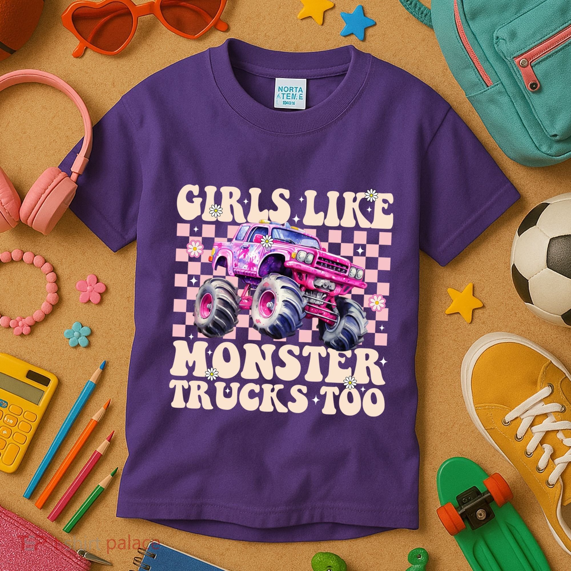 Girls Like Monster Trucks Too Kids T-Shirt