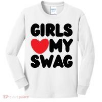 Girls Love My Swag Kids Long Sleeve Shirt thumb 0