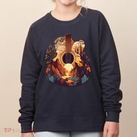Guitar Landscape Music Lover Acoustic Guitar Player Graphic Women's Sweatshirt thumb 0