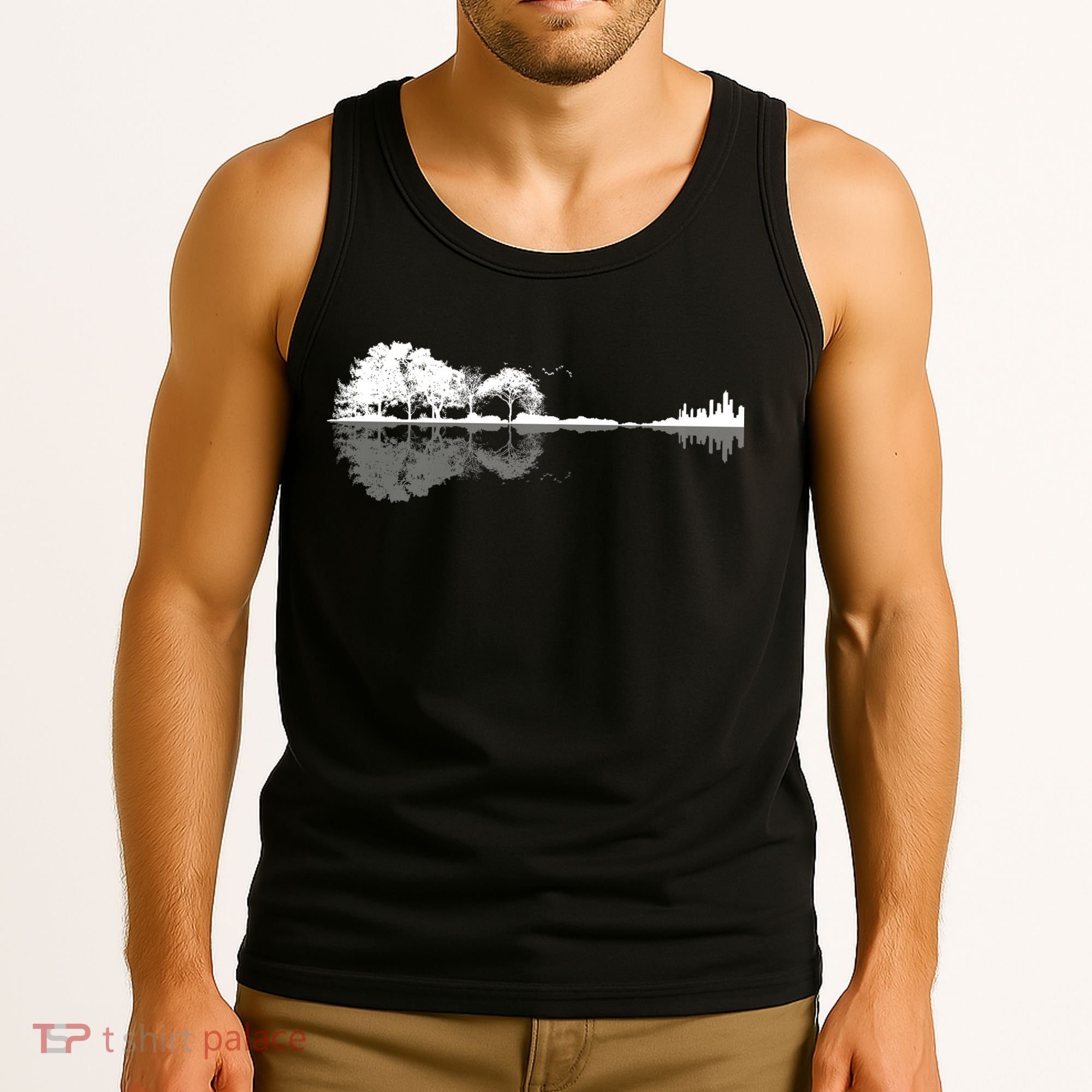 Guitar Lake Nature Wilderness Graphic Tank Top