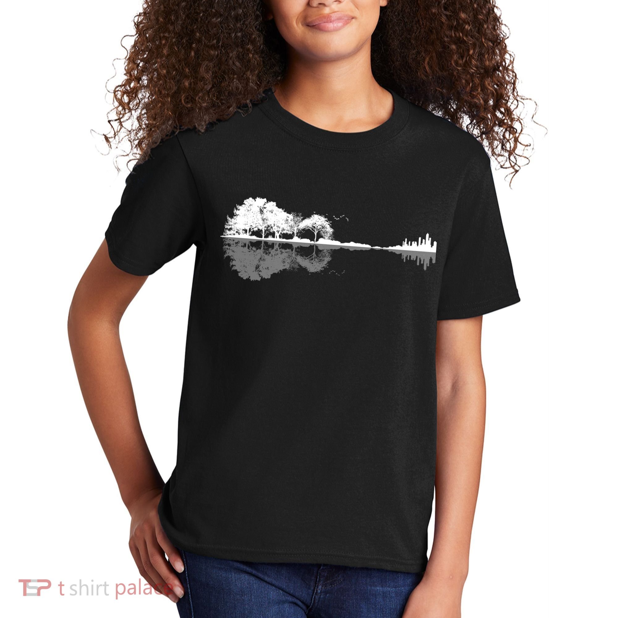 Guitar Lake Nature Wilderness Graphic Kids T-Shirt