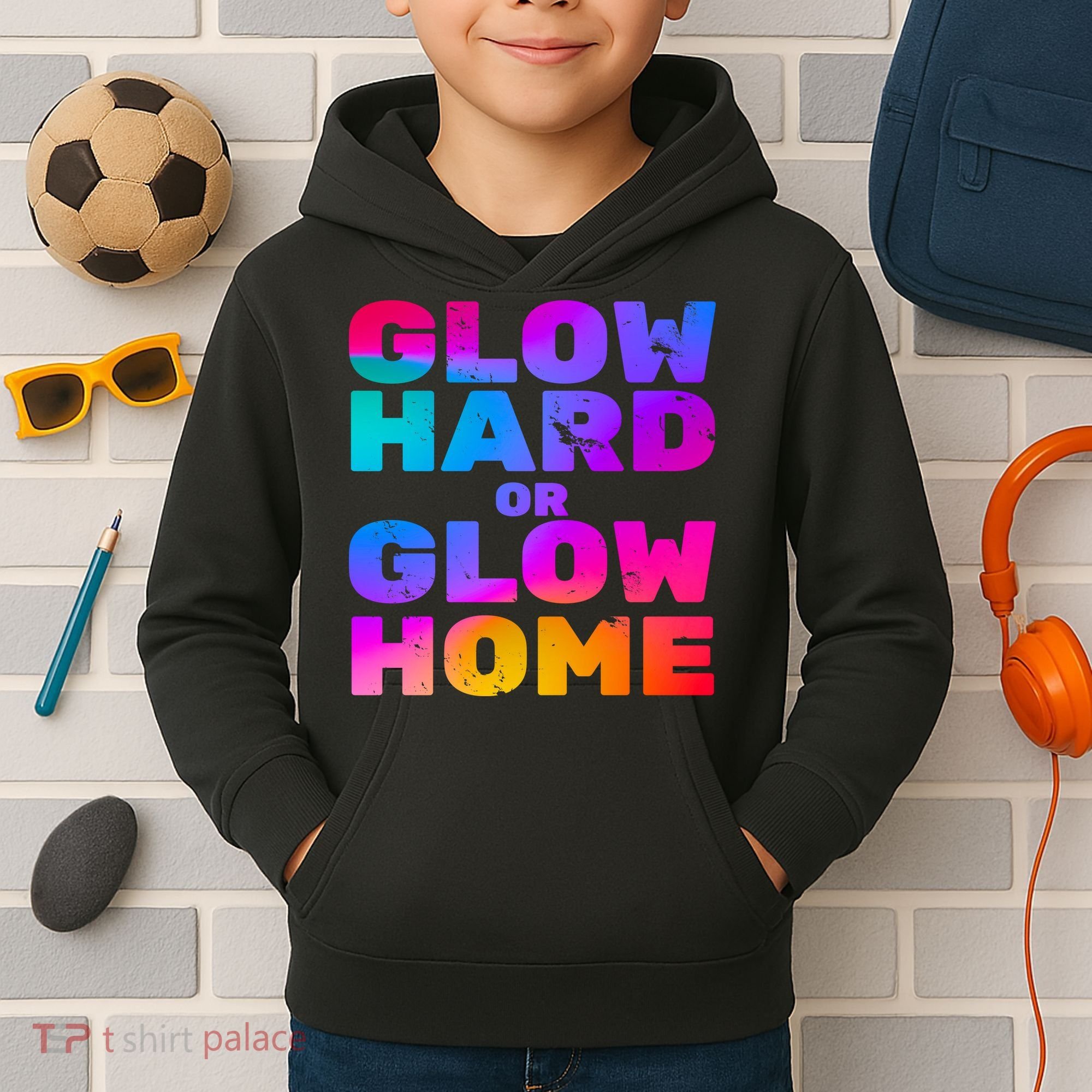 Glow Hard Or Glow Home Kids Hoodie