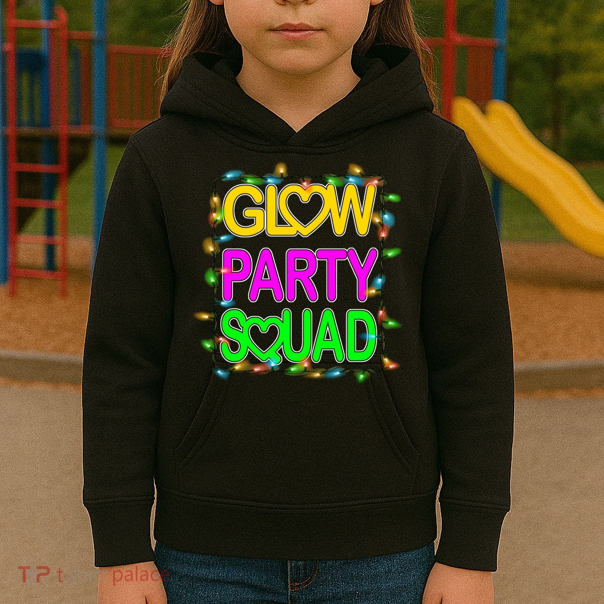 Glow Party Squad1 Kids Hoodie