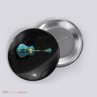 Guitar Lake Reflections Night Sky And Moon Guitar Music Button thumb 0