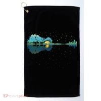 Guitar Lake Reflections Night Sky And Moon Guitar Music Golf Towel thumb 0