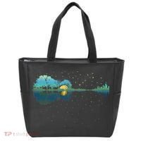 Guitar Lake Reflections Night Sky And Moon Guitar Music Tote Bag thumb 0