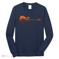 Guitar Lake Reflections Music And Guitar Lover Guitar Long Sleeve Shirt thumb 0