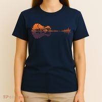 Guitar Lake Reflections Music And Guitar Lover Guitar T-Shirt thumb 4