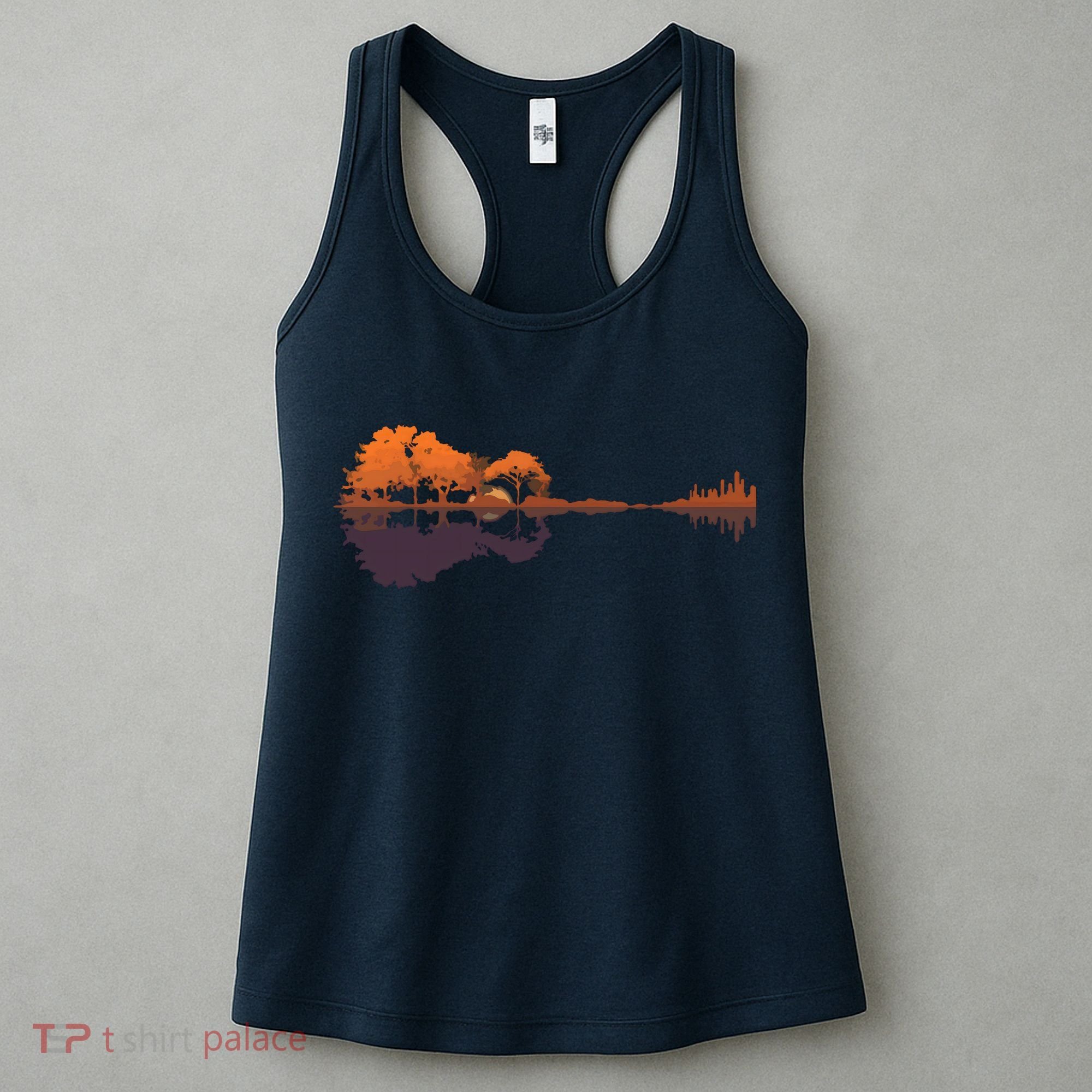 Guitar Lake Reflections Music And Guitar Lover Guitar Women's Tank Top