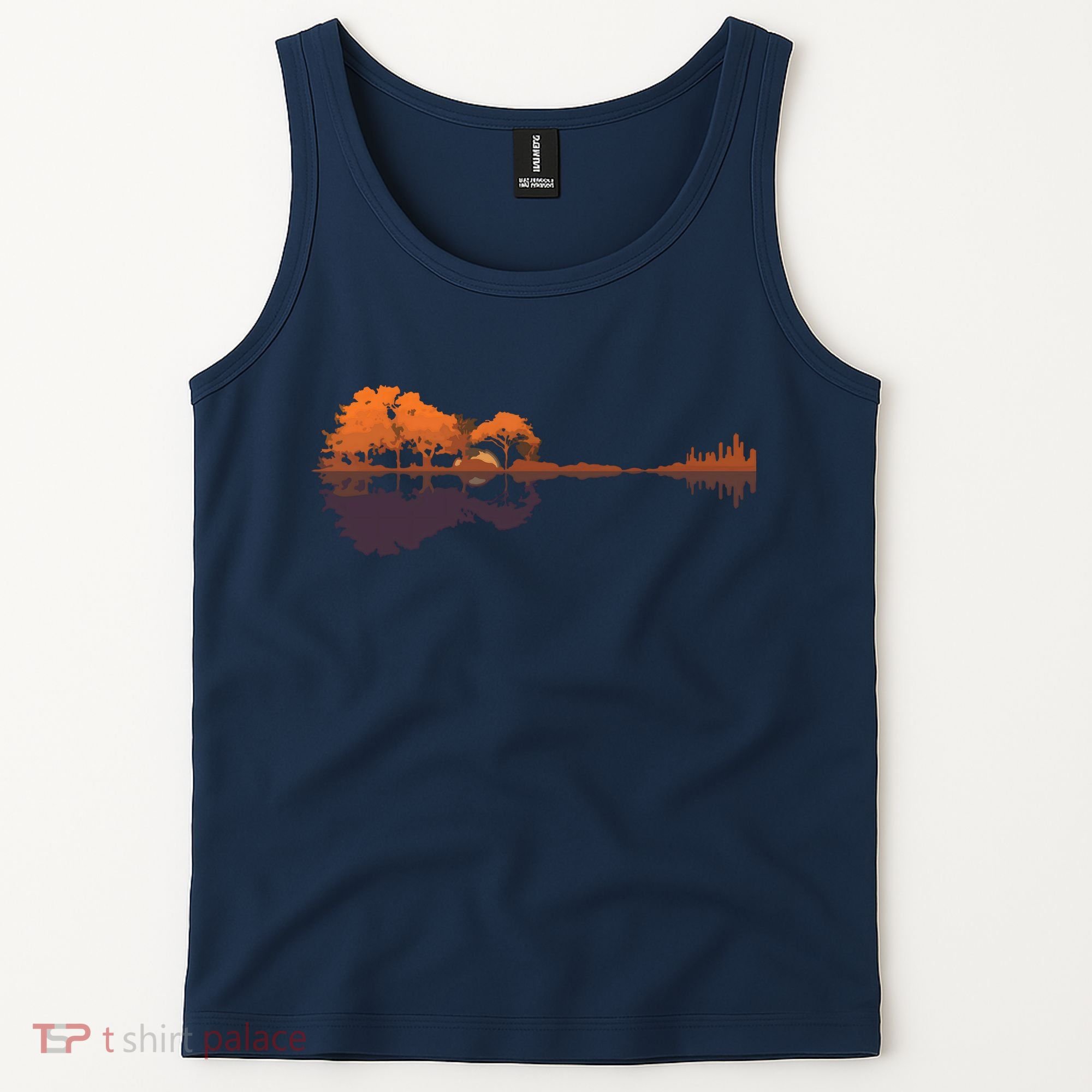 Guitar Lake Reflections Music And Guitar Lover Guitar Tank Top